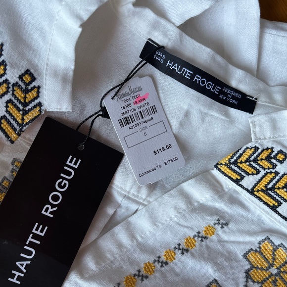 NWT embroidered L/S linen & cotton top size small - Picture 2 of 6